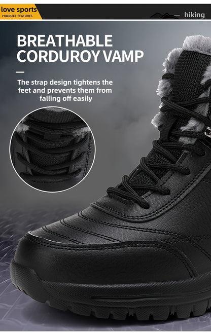 Men'S High-Top Snow Boots for Winter, Featuring Thickened Fleece for Warmth, Designed for Outdoor Activities with Slip-Resistant And Wear-Resistant Properties.