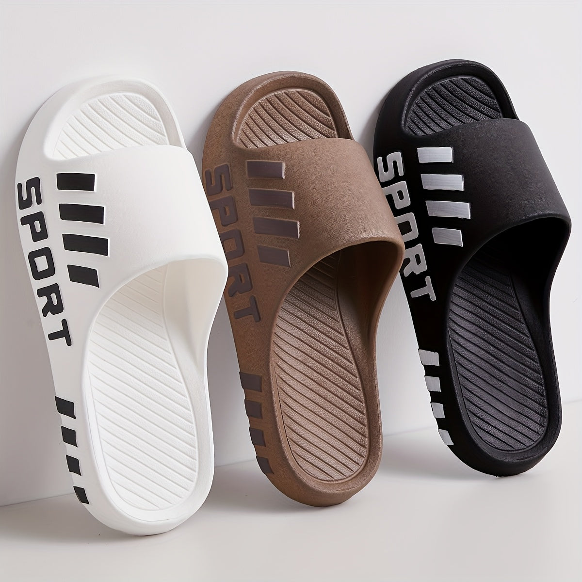Men's stylish sports flip-flops, indoor non-slip couple slippers, casual and comfortable EVA material slippers, available in large sizes 48-49 - ayq