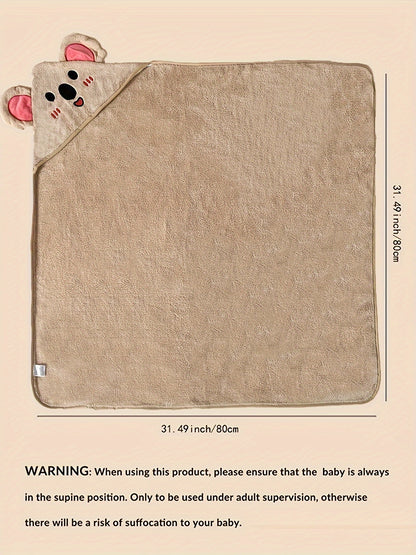 Adorable Animal Design Baby Boy's Soft Hooded Bathrobe - Super Absorbent & Quick-drying Blanket - Suitable For Aged 0-3