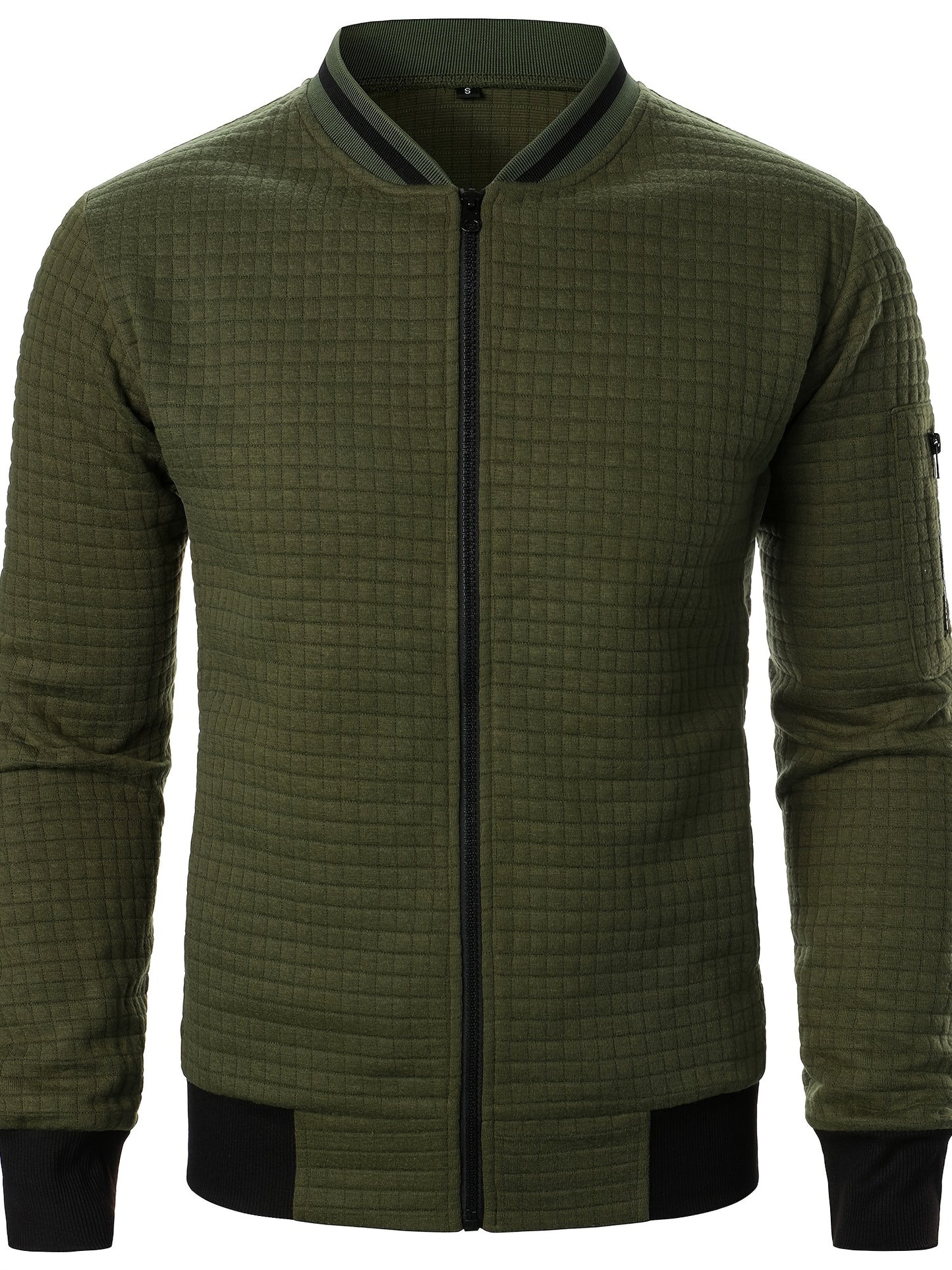 Men'S Zip-Up Jacket - Full-Zip Front Closure, Stand Collar, Lightweight Outerwear for Office, Casual & Formal Events - Spring/Fall Transitional Clothing - Easy-Care Modern Men'S Coat, Zip Up Jacket, Autumn Layering, Sleek Des