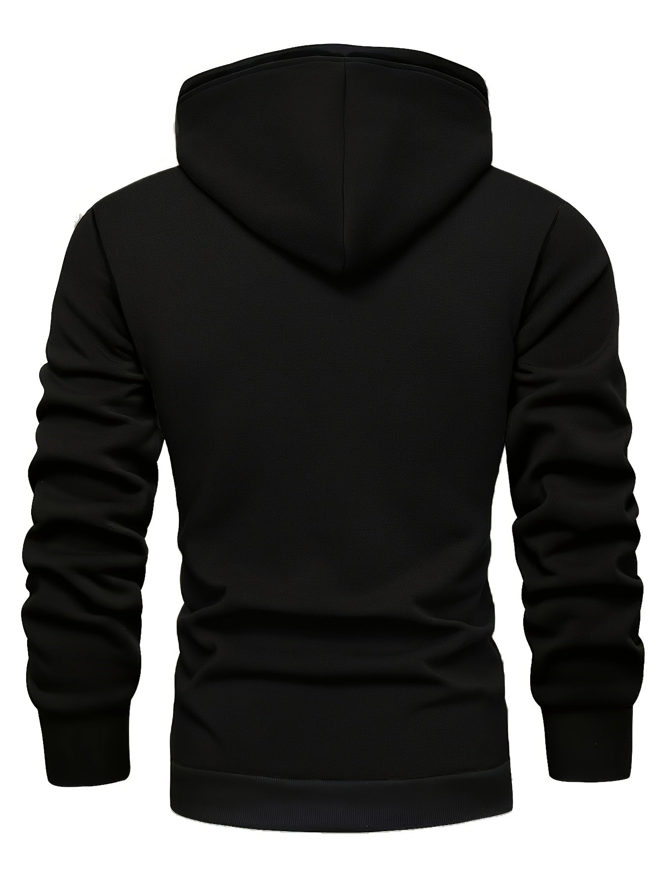 Men'S Heavyweight Hoodie - Thermal Pullover Sweatshirt with Hood, Non-Stretch Fabric, Front Zipper Closure - Winter Warmth for Everyday & Formal Outfits - Black/Gray, Winter Hoodie, Casual Wear, Cozy Clothing, Fleece Lined Ho