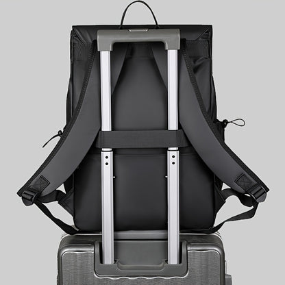 Preppy Style Casual Daypack Lightweight Polyester Backpack with Laptop Compartment, Trolley Sleeve, Adjustable Shoulder Straps, Sewing Thread Design – Ideal for College, Commuting, Travel