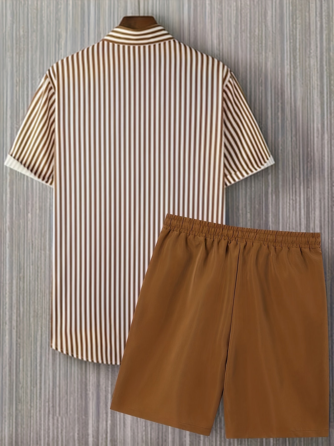 Men's Summer Printed Button-Up Shirt & Shorts Set