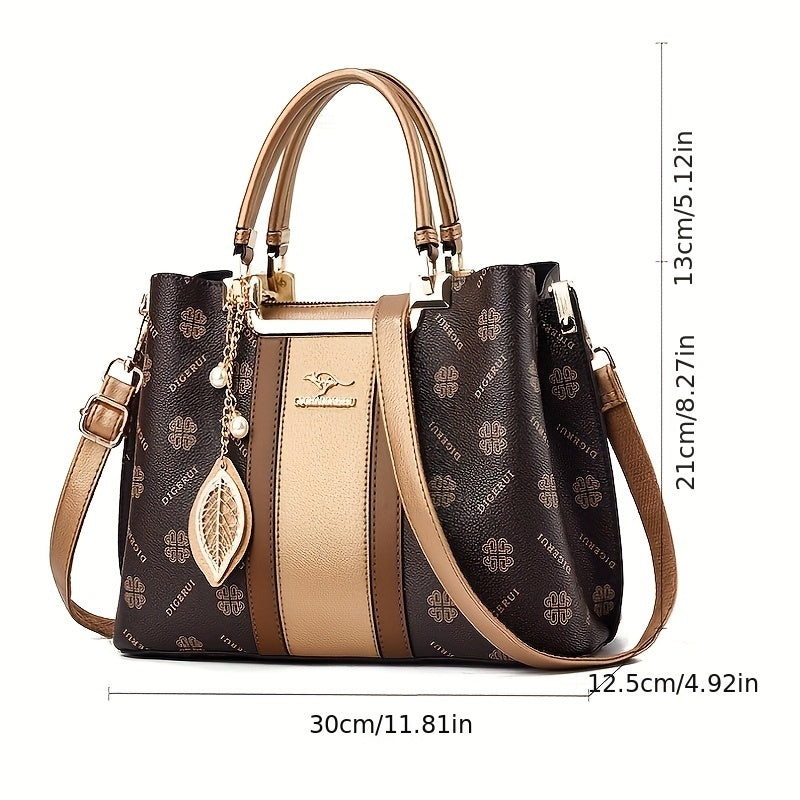 Women's Top Grain Leather Stripe Animal Print Tote Bag
