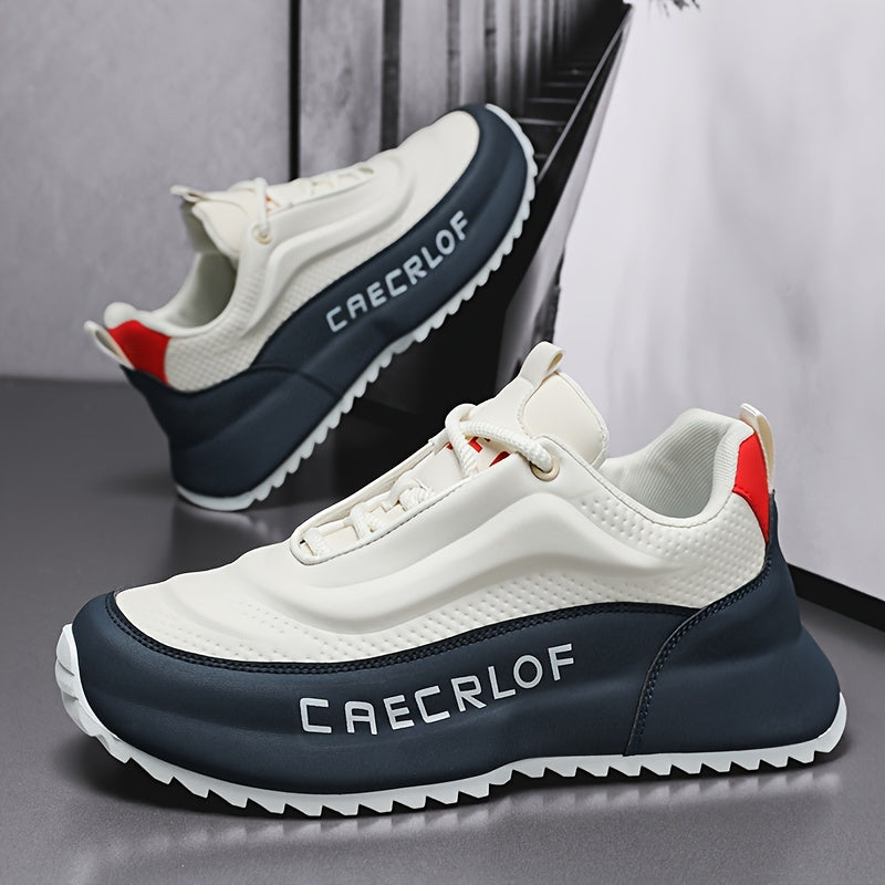 Men's Casual Lace-Up Basketball Shoes, Classic White and Blue Contrast Sneakers, Offering a Breathable, Lightweight, and Comfortable Feel with Shock Absorption and Wear Resistance. Suitable for All-season Casual and Daily Spo - ayq