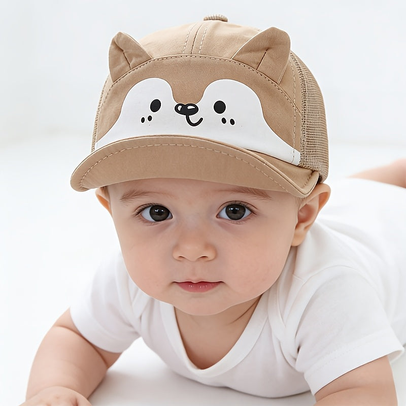 Baby Soft Brim Baseball Cap with Puppy Print for 1-3 Years