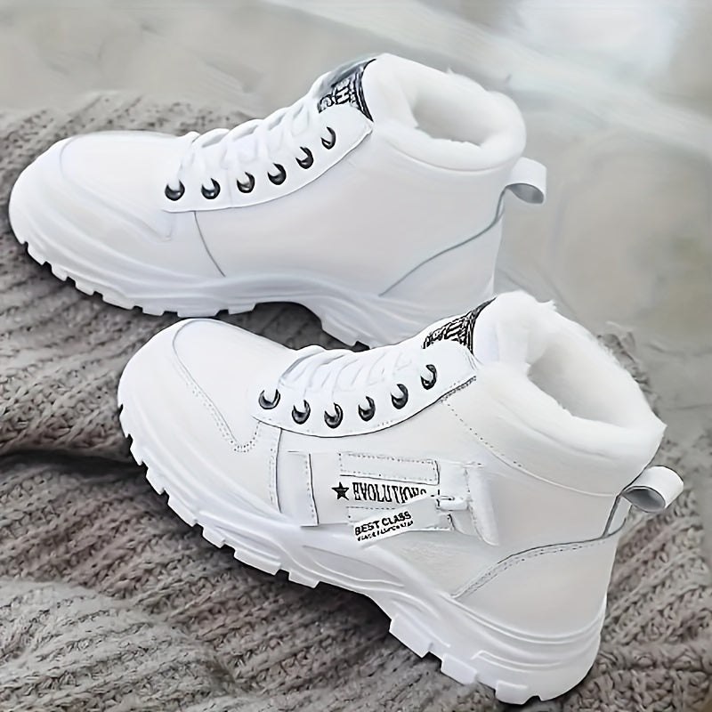 Women's Platform Ankle Boots, Trendy Plush Lined High Top Sneakers, Winter Warm Boots
