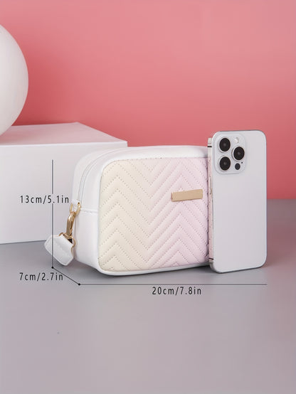 Fashion Gradient Quilted Crossbody պայուսակ, գերժամանակակից PU ուսի պայուսակ, կանացի նորաձև ձեռքի պայուսակ և դրամապանակ