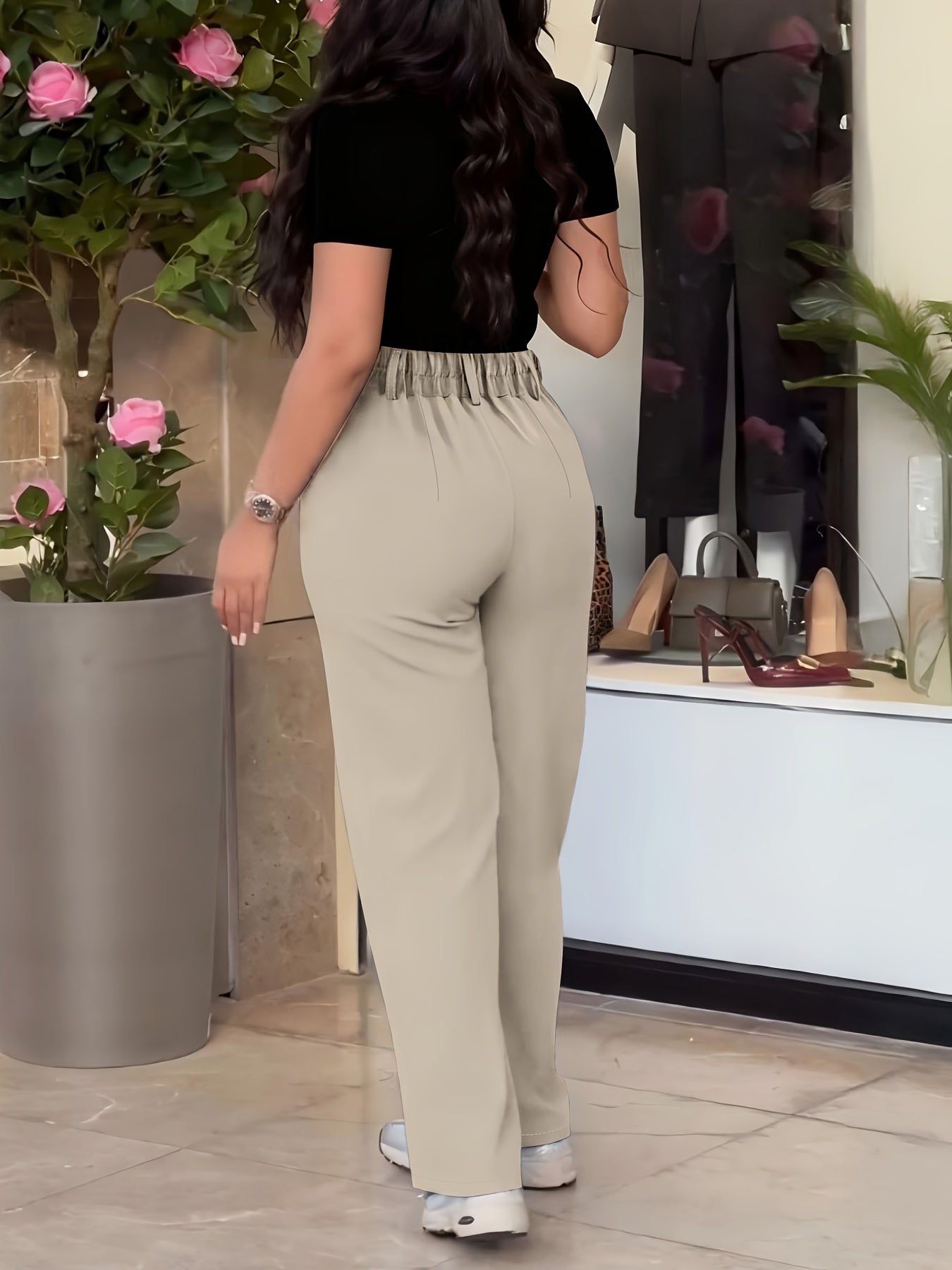 Women's Casual Slim-Fit Solid Color Long Pants