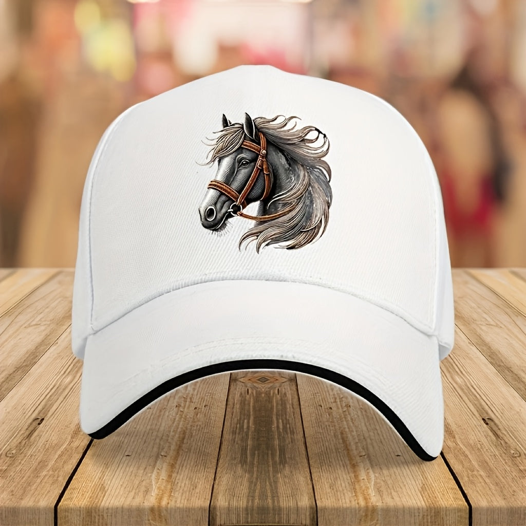 Vintage-Style Lightweight Baseball Cap with Horse Design