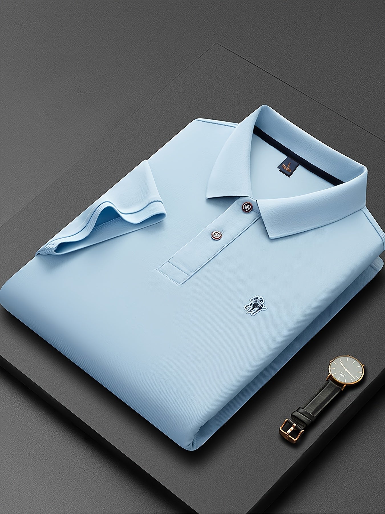 Men'S Stylish Short-Sleeve Polo Shirt Featuring a Contrasting Ribbed Collar And Exquisite, a Timeless And Versatile Choice - ayq