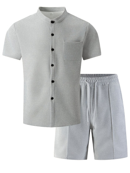 Men's Summer Waffle Knit 3-in-1 Set with Shorts and Pants