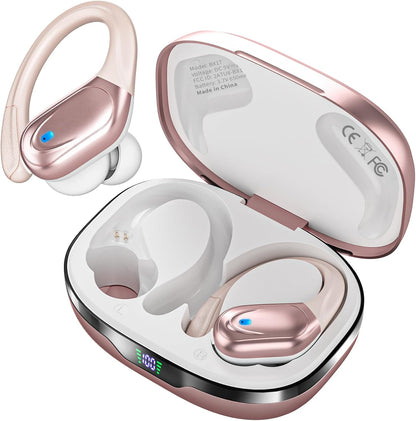 Wireless Earbuds Bluetooth Headphones 80Hrs Playback Ear Buds Power Display with Noise Canceling Mic Headsets for Sports/Workout/Running Black