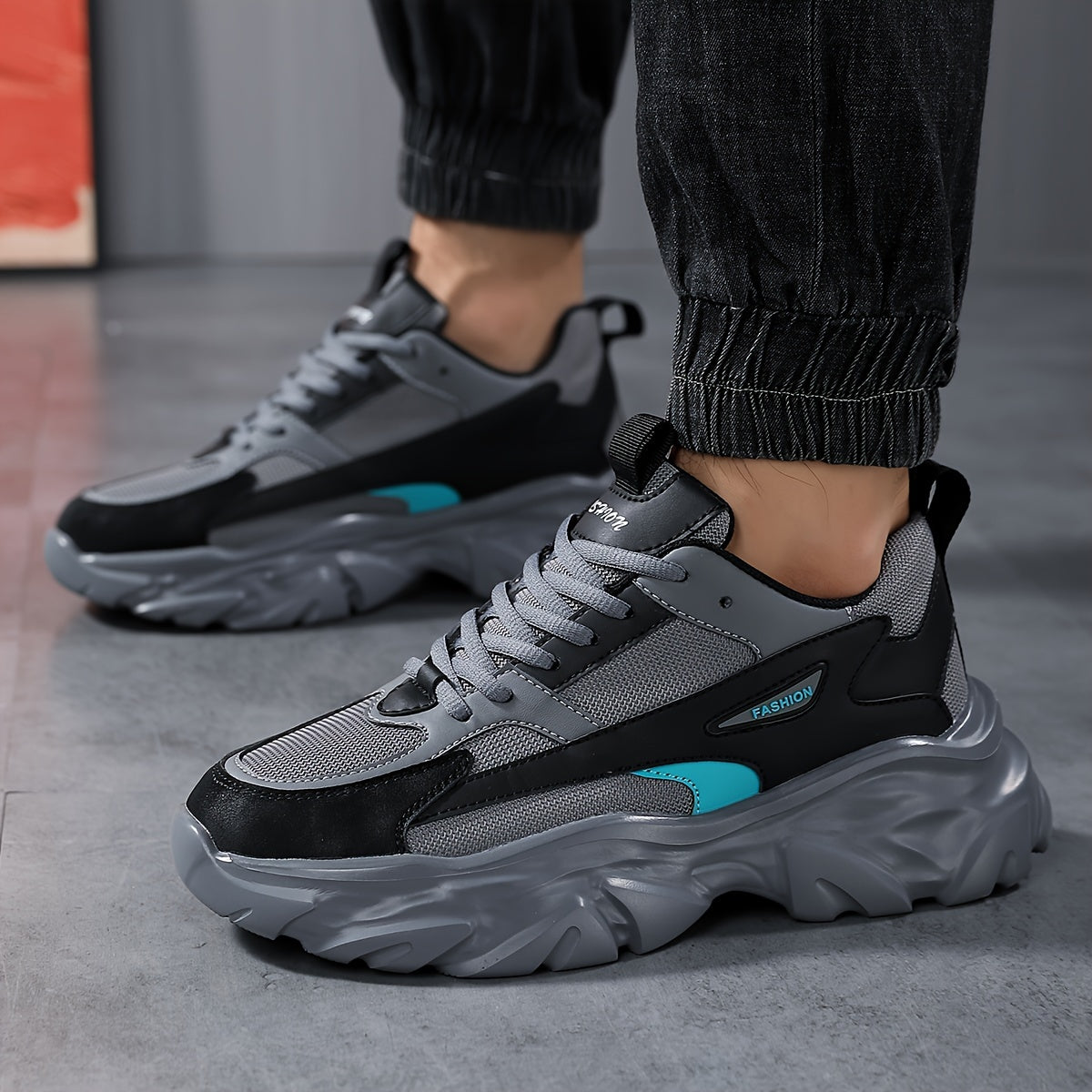 Men'S Comfortable And Breathable Casual Thick-Soled All-Season sneakers, Lightweight Outdoor Trendy Versatile Front-Laced Running Shoes - ayq