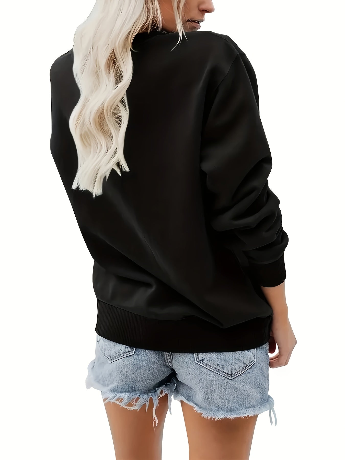 Women's Elegant Christmas Santa Claus Graphic Print Fleece-Lined Sweatshirt - Long Sleeve Round Neck Pullover with Golden Accents, Machine Washable Holiday Party Casual Top, Christmas Sweatshirt, Festive Clothing, Hiphop Styl