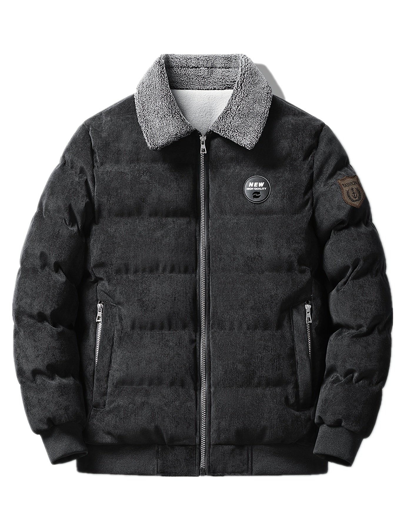 Men'S Heavyweight Winter Coat - Thick Insulated Jacket with Zipper Closure, Formal & Casual Outerwear for Cold Weather, Travel, Everyday - Black/Tan, Polyester Lining, Non-Stretch Fabric, Travel Clothing, Classic Design, Dura