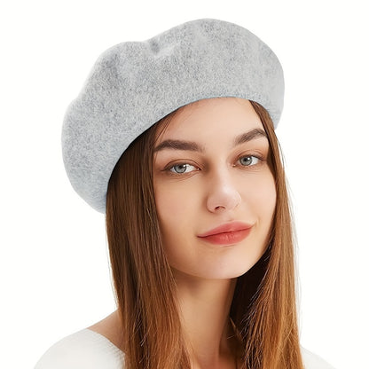 Classic Faux Leather Beret for Autumn and Winter Fashion