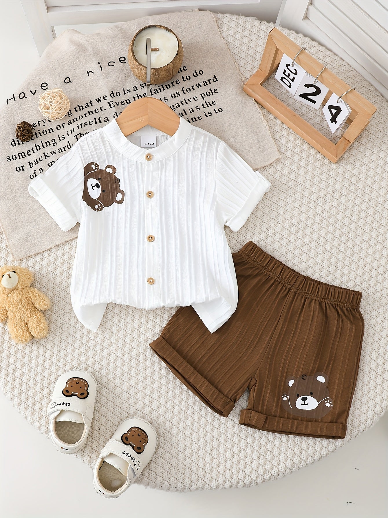 Cute Baby Girl Summer Cardigan & Striped Shorts Set
