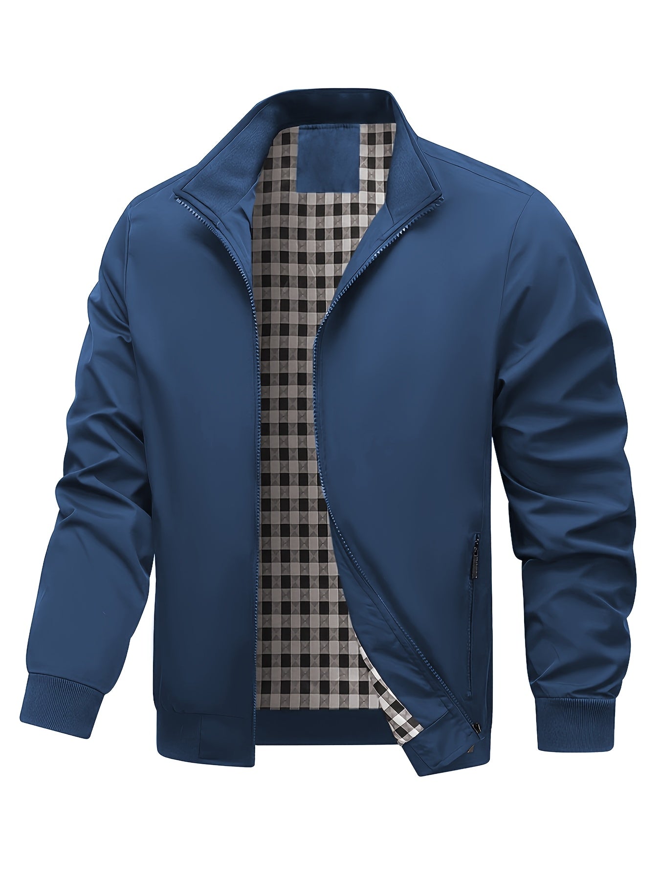 Men's Academic Jacket - Burgundy (Deep Red), Zip-Up Front Closure, Structured Non-Stretch Fabric, Zippered Pockets - Formal & Casual Outerwear for Office, Events, Everyday - Easy-Care Coat, Dressy Jacket, Houndstooth Pattern