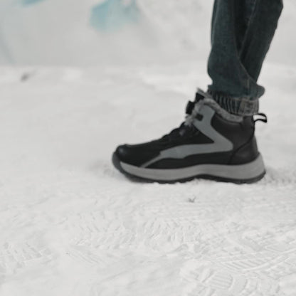 MAINALUN Men'S High-Top Winter Snow Boots - Heavy-Duty Warm Hiking Shoes with Plush Lining, Non-Slip PVC Sole, All-Terrain Traction - Heavy-Duty Winter Boots for Skiing, Snowboarding, Ice Fishing - Lightweight & Warm - Ideal