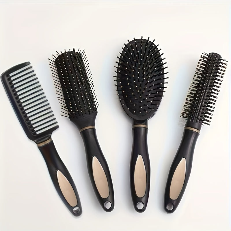 6-Piece Black Hair Styling Tool Set with Ergonomic Handles