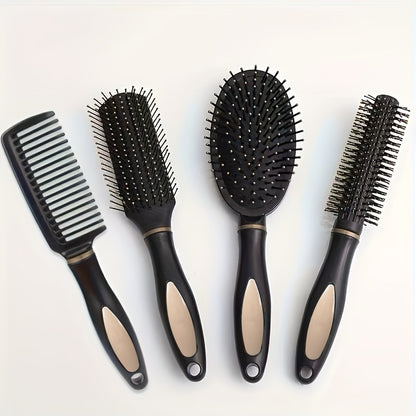6-Piece Black Hair Styling Tool Set with Ergonomic Handles