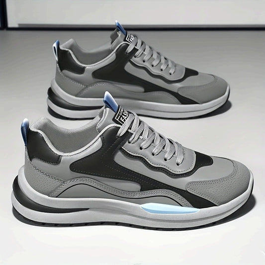 Men'S Lightweight Breathable Sneakers - Black  Gray Low-Top Lace-Up Shoes with Non-Slip PVC Sole, Durable Casual Sneakers for Running, Walking  Casual Attire, Running Shoes
