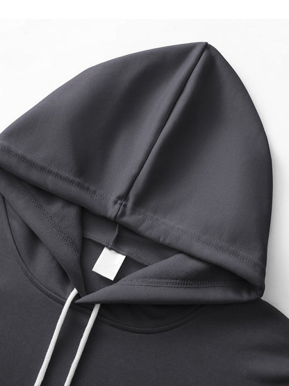 Men'S Golden Letter Print Hooded Sweatshirt - Happy New Year Lettering, Soft Knit Micro-Elastic Fabric, Loose Fit Casual Pullover Hoodie with Front Pocket, Streetwear Style, Unisex Apparel, Durable Material, Trendy Design, Ho