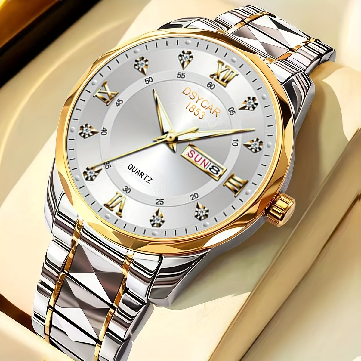 1pc Men's Elegant Watch with Date Display, Stylish Stainless Steel Strap, Quartz Movement Dress Watch, Suitable for Formal and Casual Attire - The Ideal Gift for Him - ayq