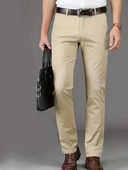 New Casual Formal Pants for Men in Four Seasons, Featuring a Business Style with Trendy Long Trousers. Fashionable And Versatile Men'S Elastic Dress Pants with a Comfortable Classic Design for Casual Wear.