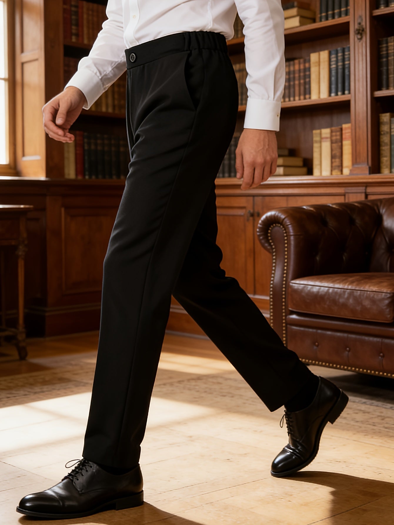 Boys' Black Formal Dress Pants with Button Detail for School & Parties