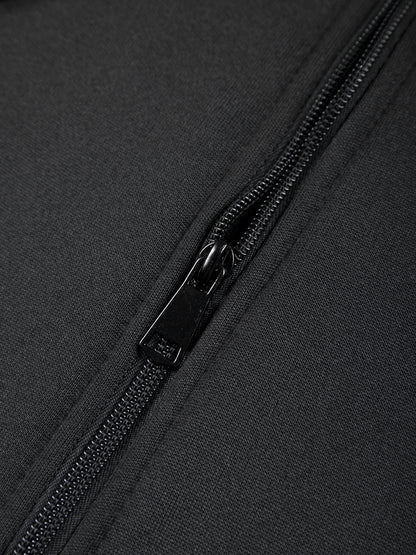 Աշնանային-ձմեռային տղամարդու գլխարկով սպորտային հագուստի հավաքածու, պարզ դասական, բազմակողմանի հագուստ՝ կայծակաճարմանդով, աստառապատ տաք բաճկոնով և լարով սպորտային տաբատով՝ առօրյա և հանգստի համար։