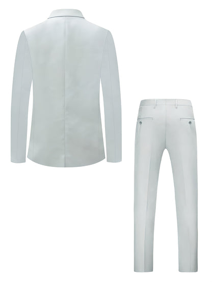 Men's Polyester Suit Set with Jacket & Trousers for Business Casual