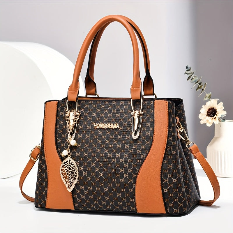 Women's Elegant Quilted Tote Bag with Removable Strap - Faux Leather