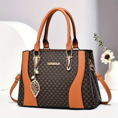 Women's Elegant Quilted Tote Bag with Removable Strap - Faux Leather