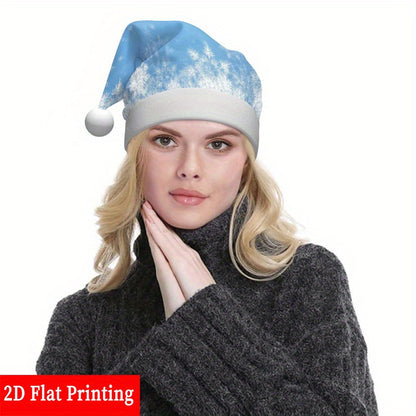 The winter 2D Flat Print Party Hats, Christmas Hats, Holiday Hats, And Decorations Blue background covered with snowflakes Pattern, for Party, Christmas And New Year Celebrations, 2D Flat,  Winter Parties, Holiday Theme, Fest