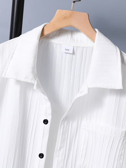 Boys' Casual Short-Sleeve Polo Shirt with Pocket, Summer Style