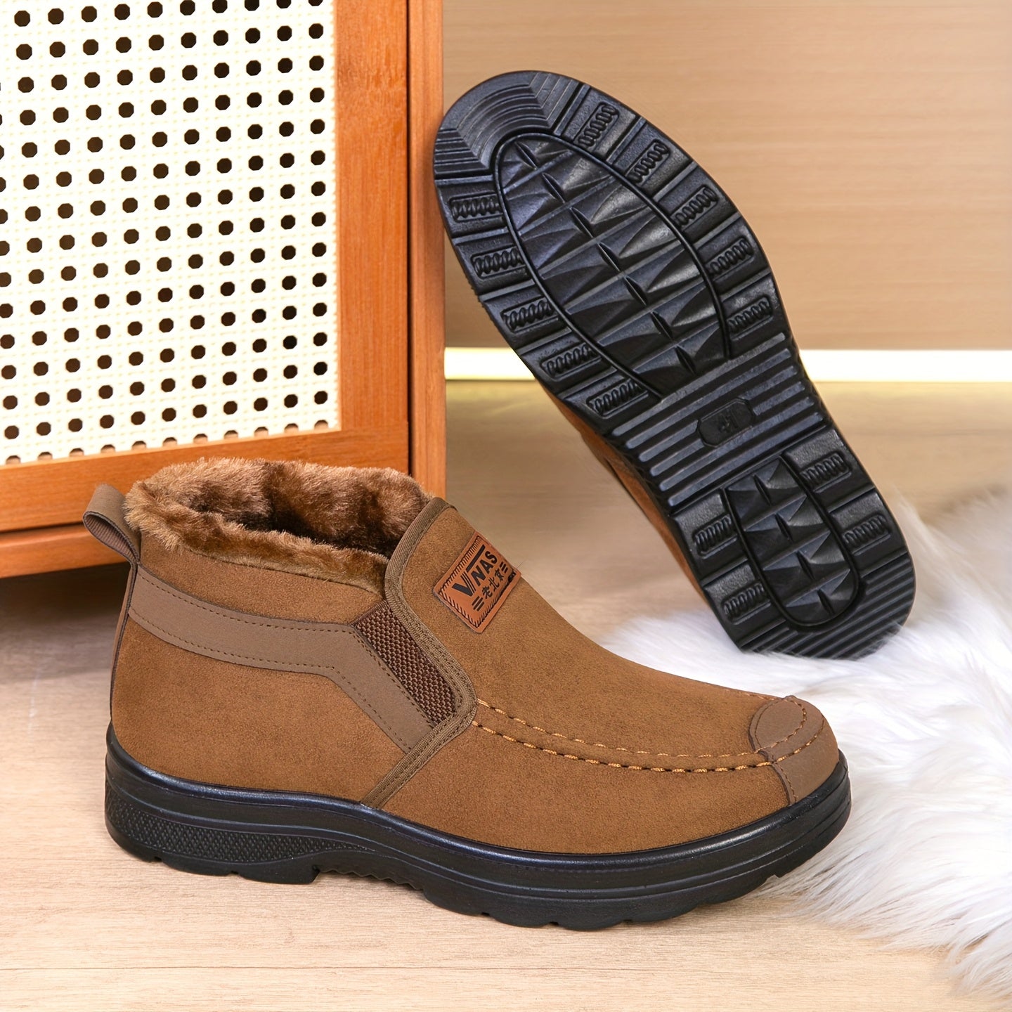 Men's Winter Thermal Slip-On Sneakers - Warm Low-Top Casual Shoes with Sole, All-Fabric Upper for, Outdoor & Daily Wear | Cold Weather Footwear (Autumn/Winter) | Suitable for Men