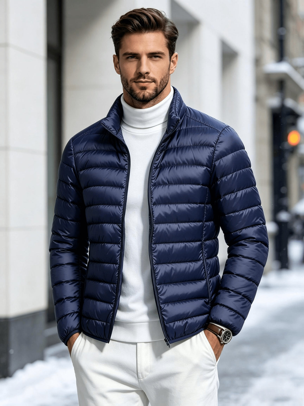 Men's Lightweight Stand-Collar Quilted Jacket for Fall Winter
