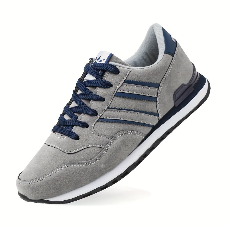Men's Trendy Solid Old School Style Sneakers, Comfy Non Slip Casual Lace Up Shoes For Men's Outdoor Activities