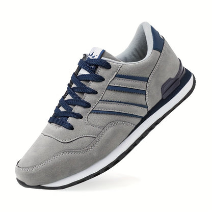 Men's Trendy Solid Old School Style Sneakers, Comfy Non Slip Casual Lace Up Shoes For Men's Outdoor Activities