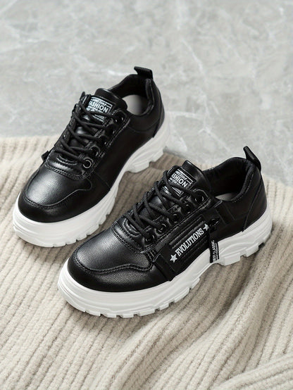Women'S Breathable Knit Sneakers - Lightweight Thick Sole Casual Walking Shoes in White  Black, Synthetic Cover Upper with Rubber Outsole, Lace-Up Low-Top Design for Indoor/Outdoor, Travel, Beach  Shopping - Cute Gift for M
