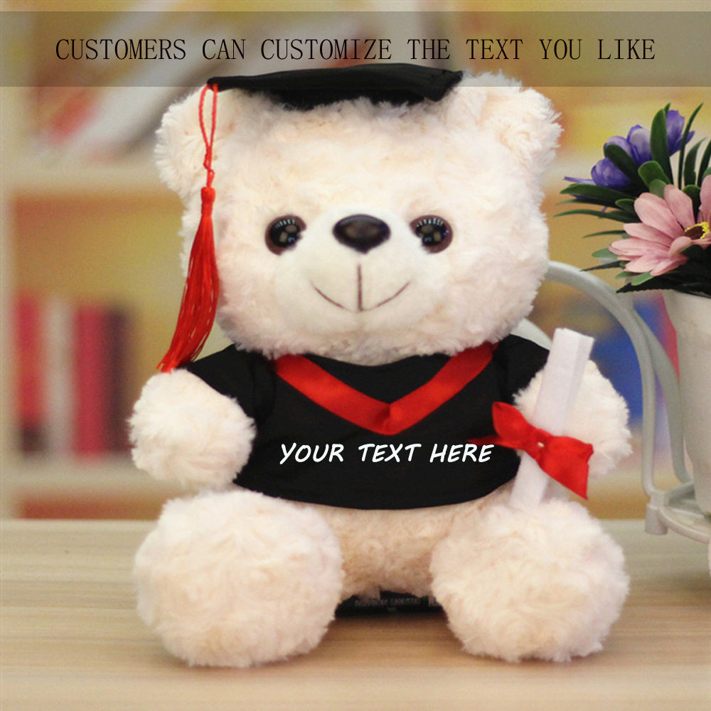 {Personalization} Graduation Bear Doll, Master's and Doctor's Bear Plush Toy, Bachelor's Suit Doll with Printed Logo, Graduation Season Gift, Gift for Classmates, Friends and School
