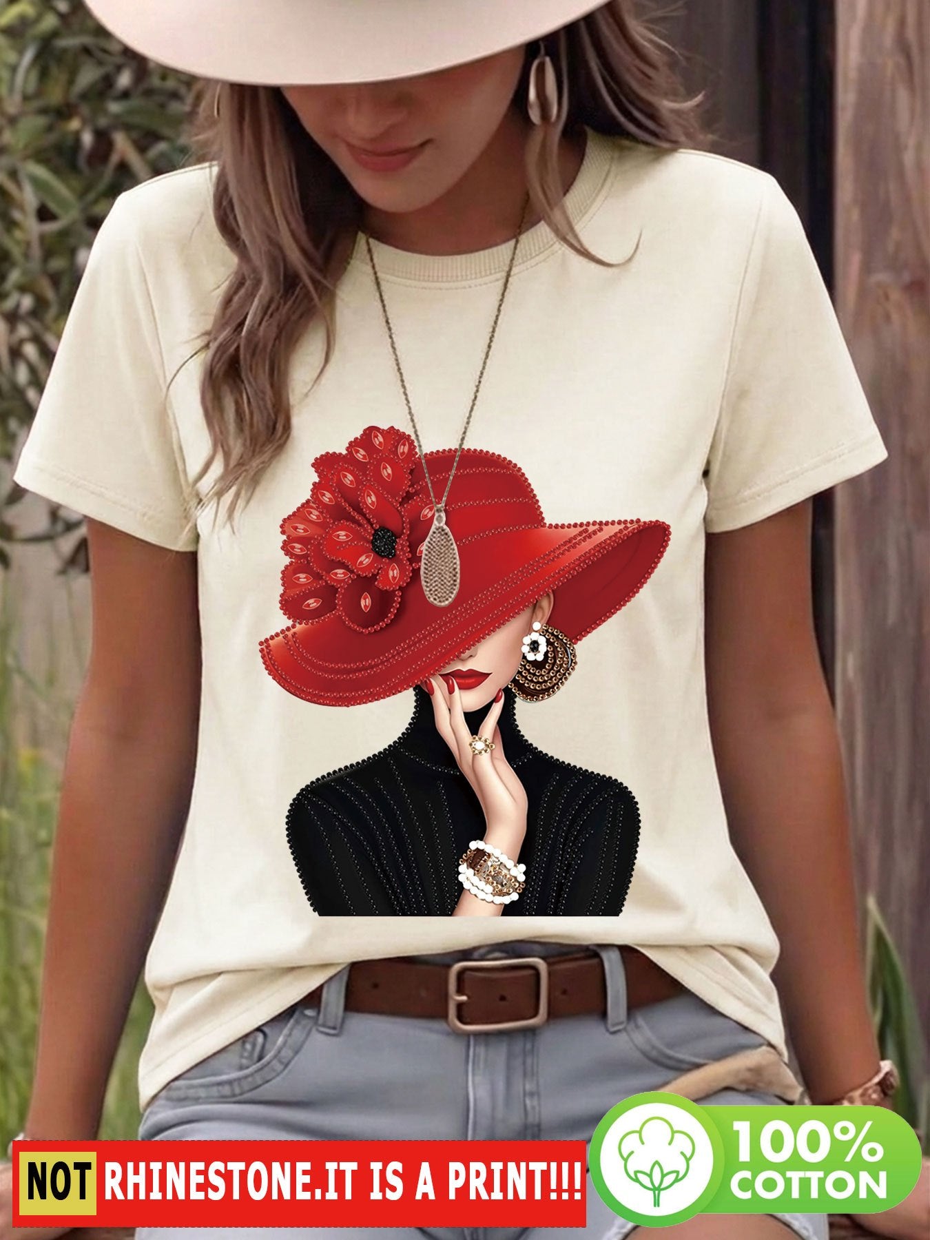 Women's Spring Summer Cotton Casual Floral Print T-Shirt