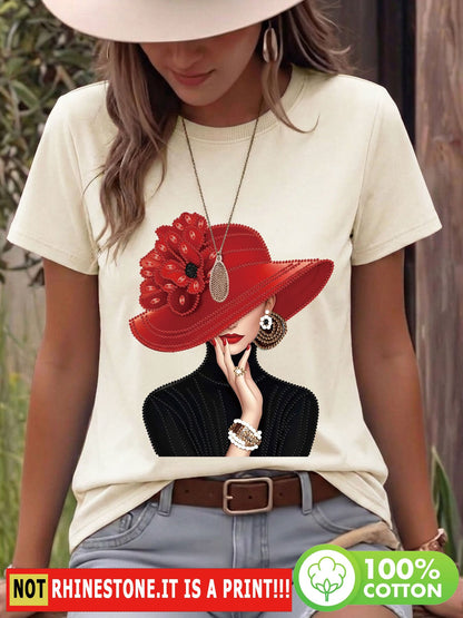 Women's Spring Summer Cotton Casual Floral Print T-Shirt