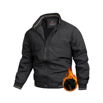 Men's Retro Winter Jacket with Detachable - Stand Collar Coat, Machine Washable Tan/Brown Outer & Black Inner, Golden-Tone Zipper Closure for Cold Weather (No-Stretch Fabric) - Casual & Formal Outerwear, Winter Clothes For Me