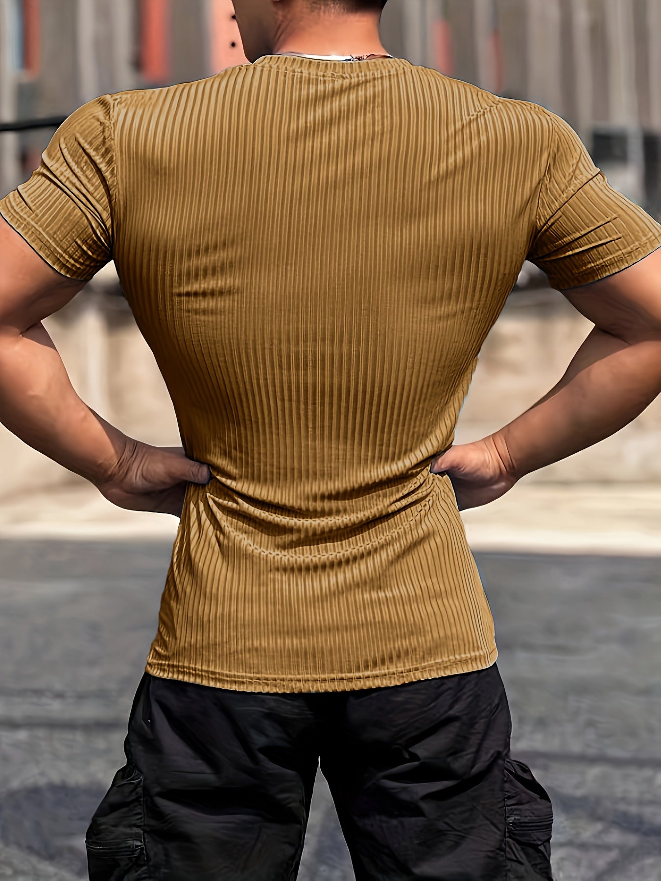 Men's Stretch Fit Short Sleeve T-Shirt - Breathable, Comfortable Polyester Blend, Solid Blue, Crew Neck, Casual  Sporty Style for Spring/Summer
