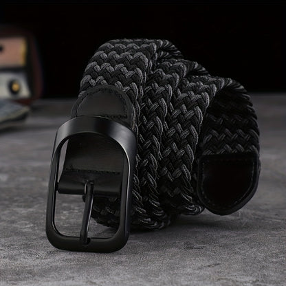 Men And Women's Elastic Woven Belt With Button Buckle, For Casual Jeans Christmas Gift