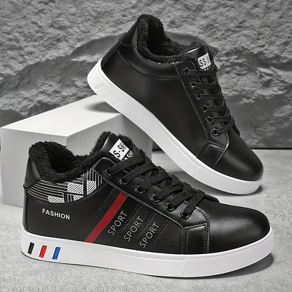 Men'S Fleece-Lined Lace-Up Sneakers with a Striped Design, Offering Excellent Traction And a Soft, Comfortable Fit B701-1.