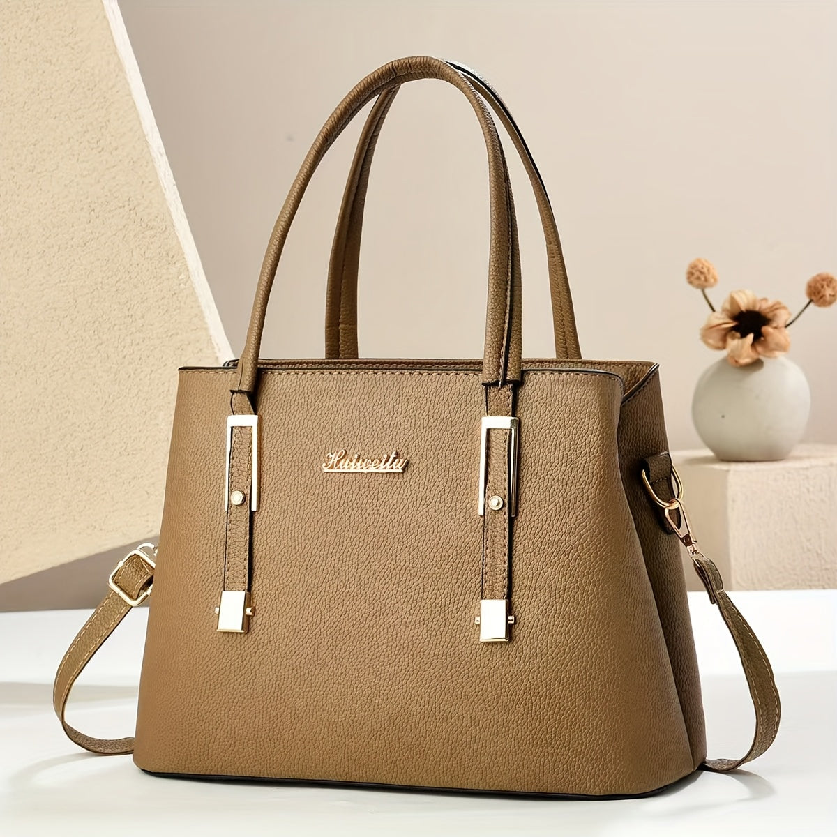 Elegant Women's PU Tote Bag with Removable Strap